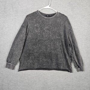 RAILS Women's Gray Acid Wash Long Sleeve Crew Neck Tee Size XS